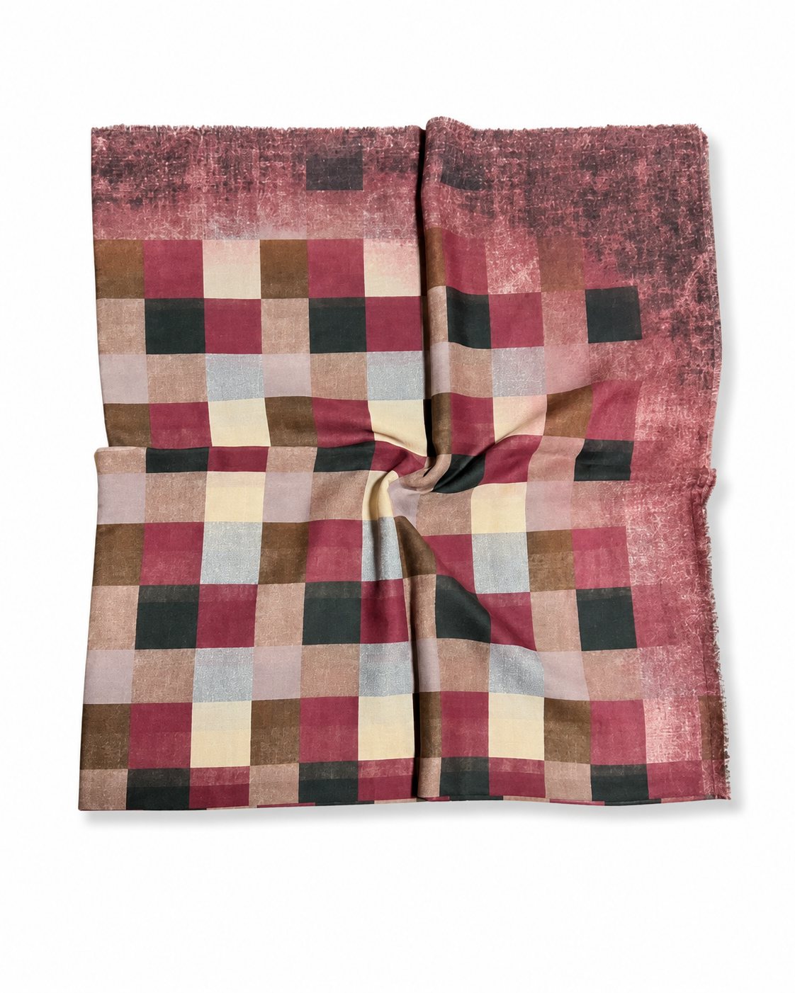 Square Scarf ColorBlock Check - Ruby Mist