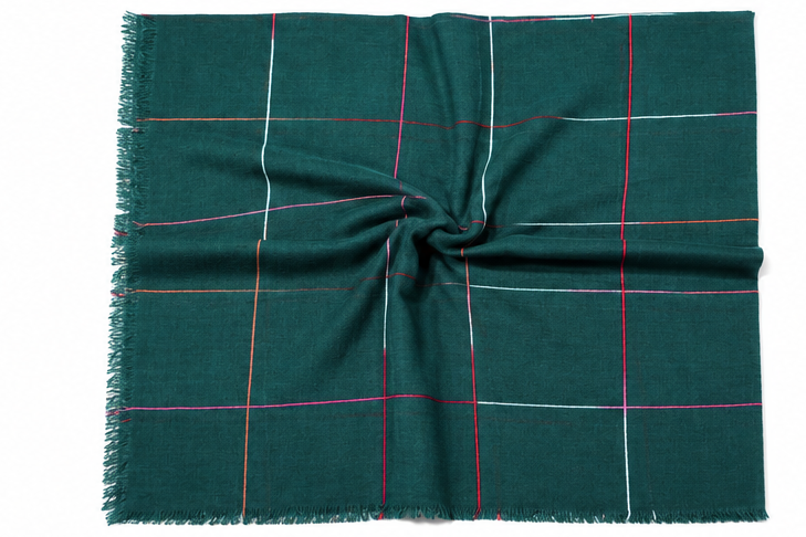 Square Scarf Windowpane Grid - Pine Grove