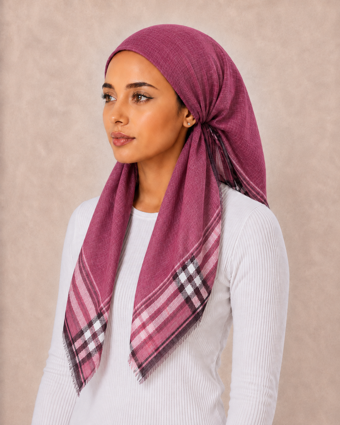 PreTie Traditional Plaid Border - Rose Berry