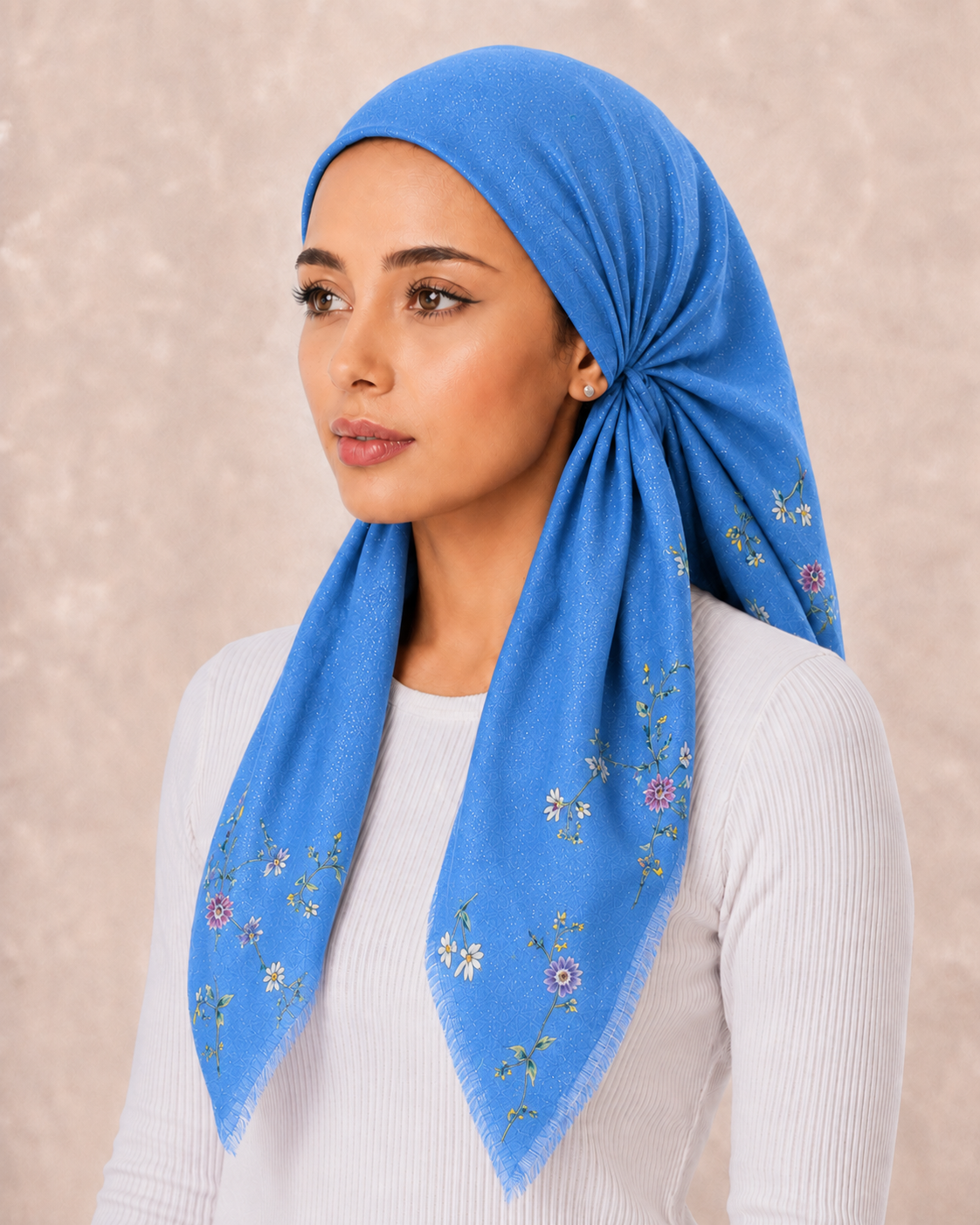 PreTie Shimmer Floral Border -Sky