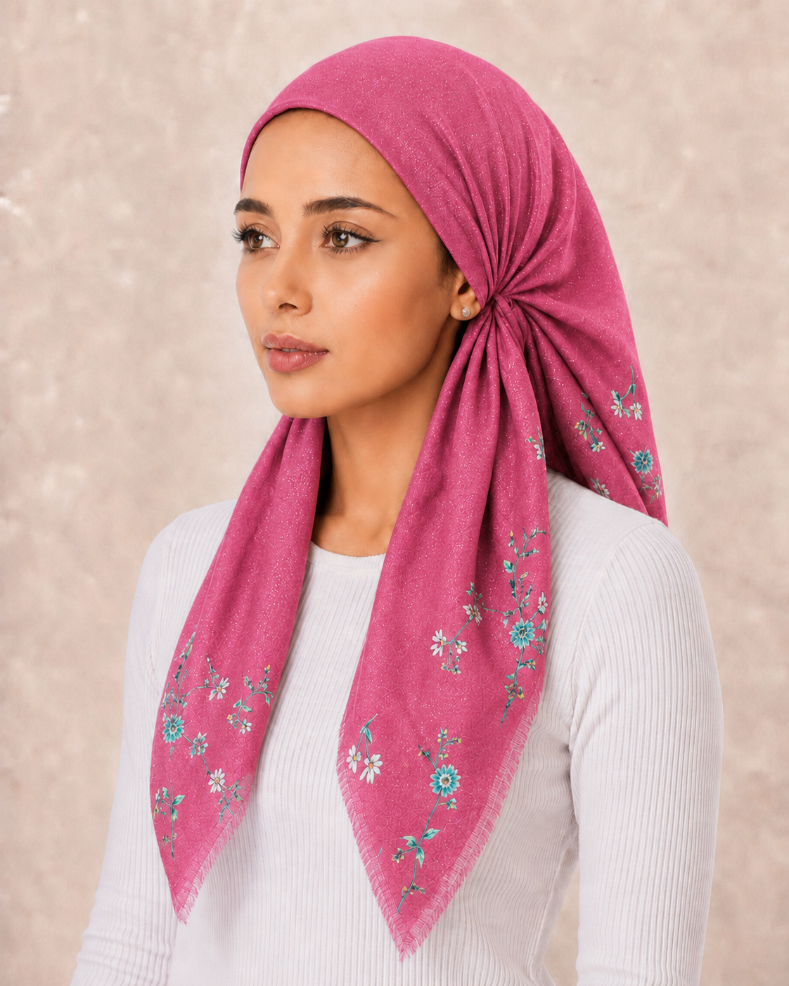 PreTie Shimmer Floral Border - Peony